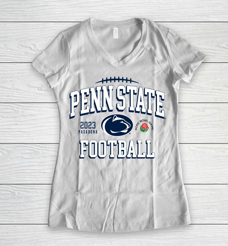 Rose Bowl 2023 Penn State Bowl Bash White Women V-Neck T-Shirt