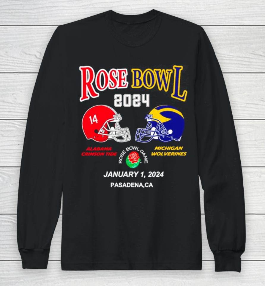 Rose Bowl 2024 Alabama Crimson Tide Vs Michigan Wolverines Long Sleeve T-Shirt