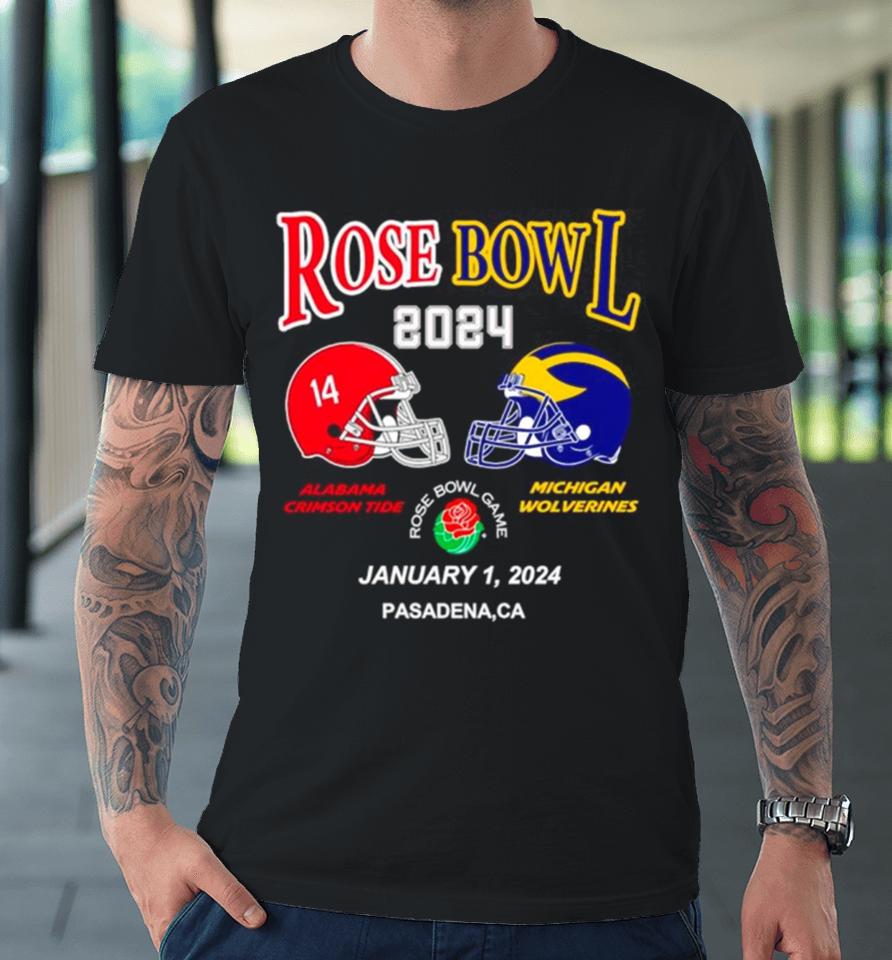 Rose Bowl 2024 Alabama Crimson Tide Vs Michigan Wolverines Premium T-Shirt