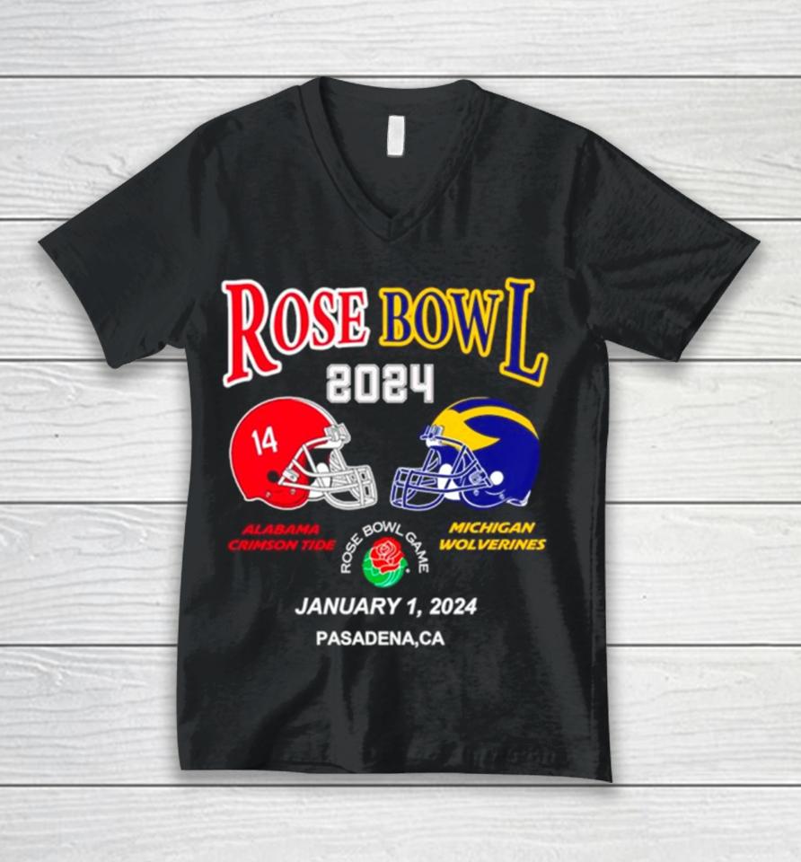 Rose Bowl 2024 Alabama Crimson Tide Vs Michigan Wolverines Unisex V-Neck T-Shirt