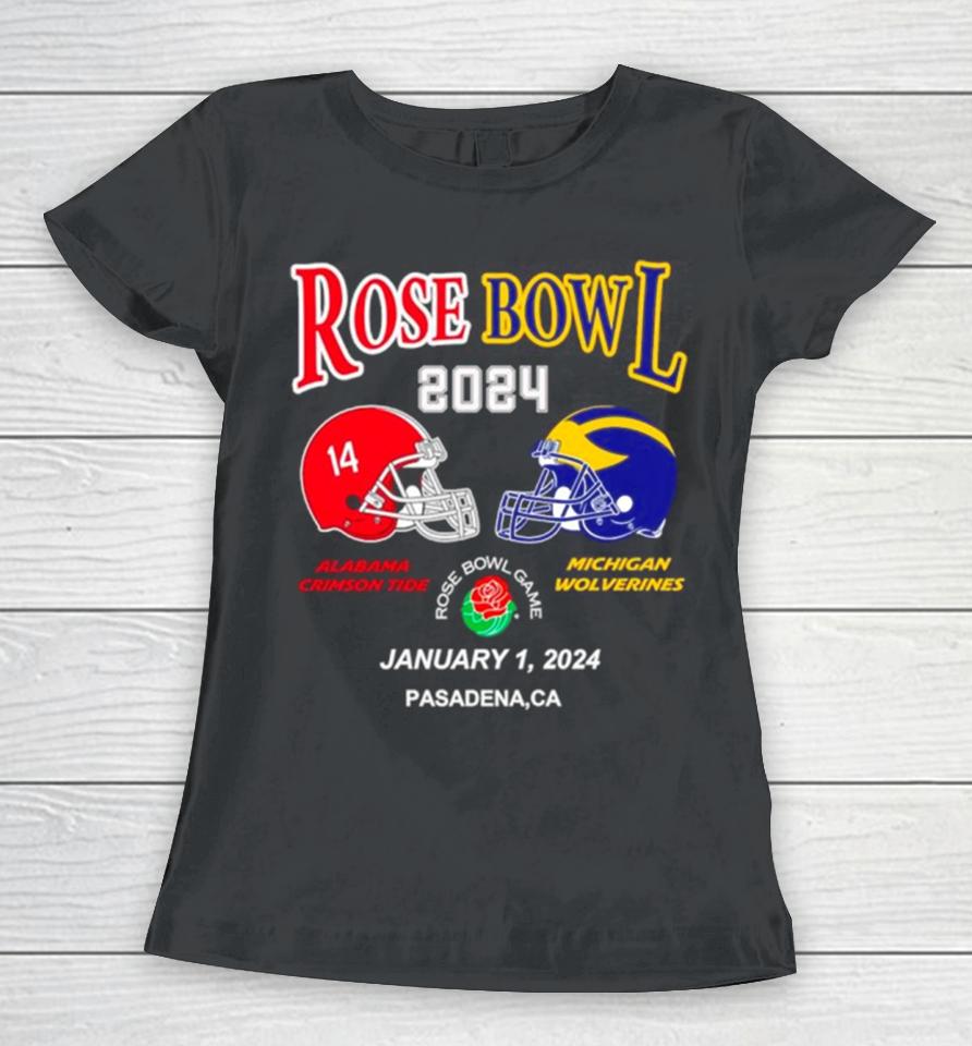 Rose Bowl 2024 Alabama Crimson Tide Vs Michigan Wolverines Women T-Shirt