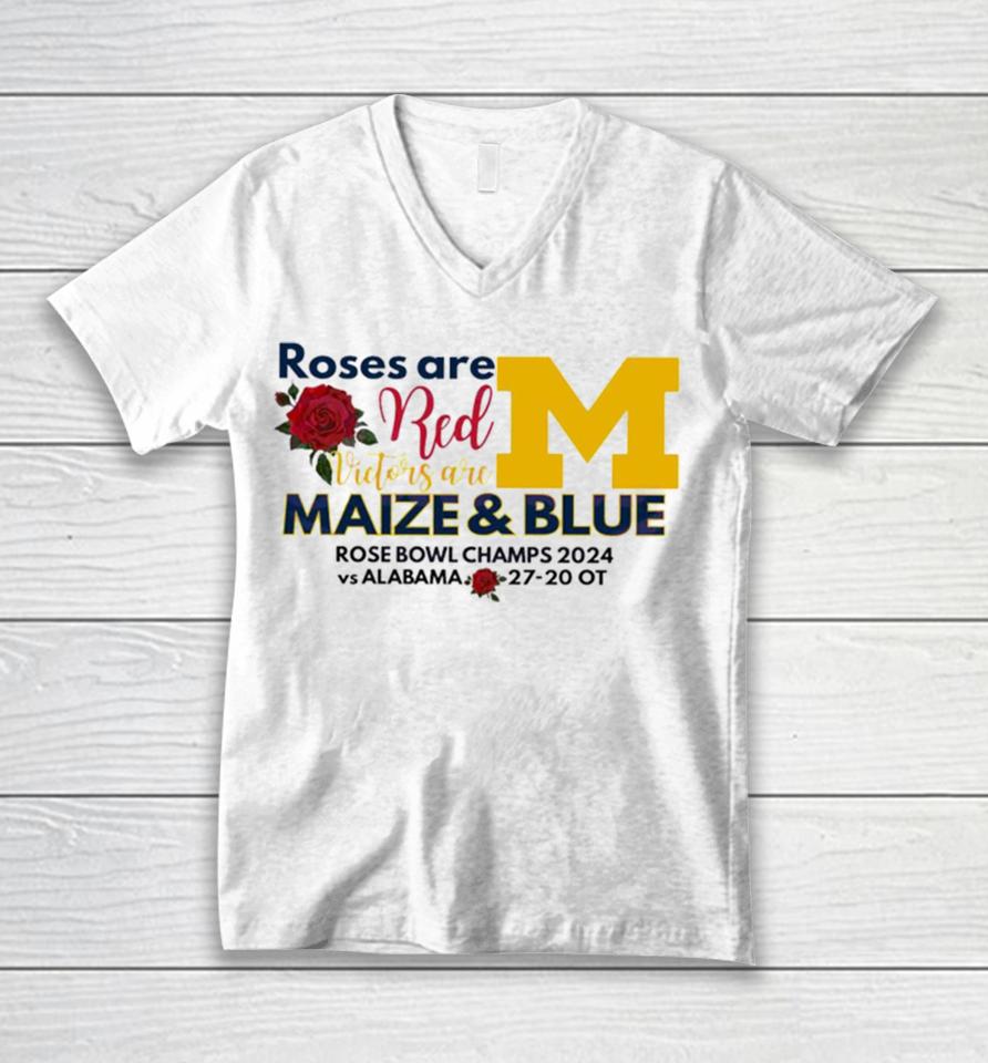 Roses Are Red Victors Are Maize And Blue Unisex V-Neck T-Shirt