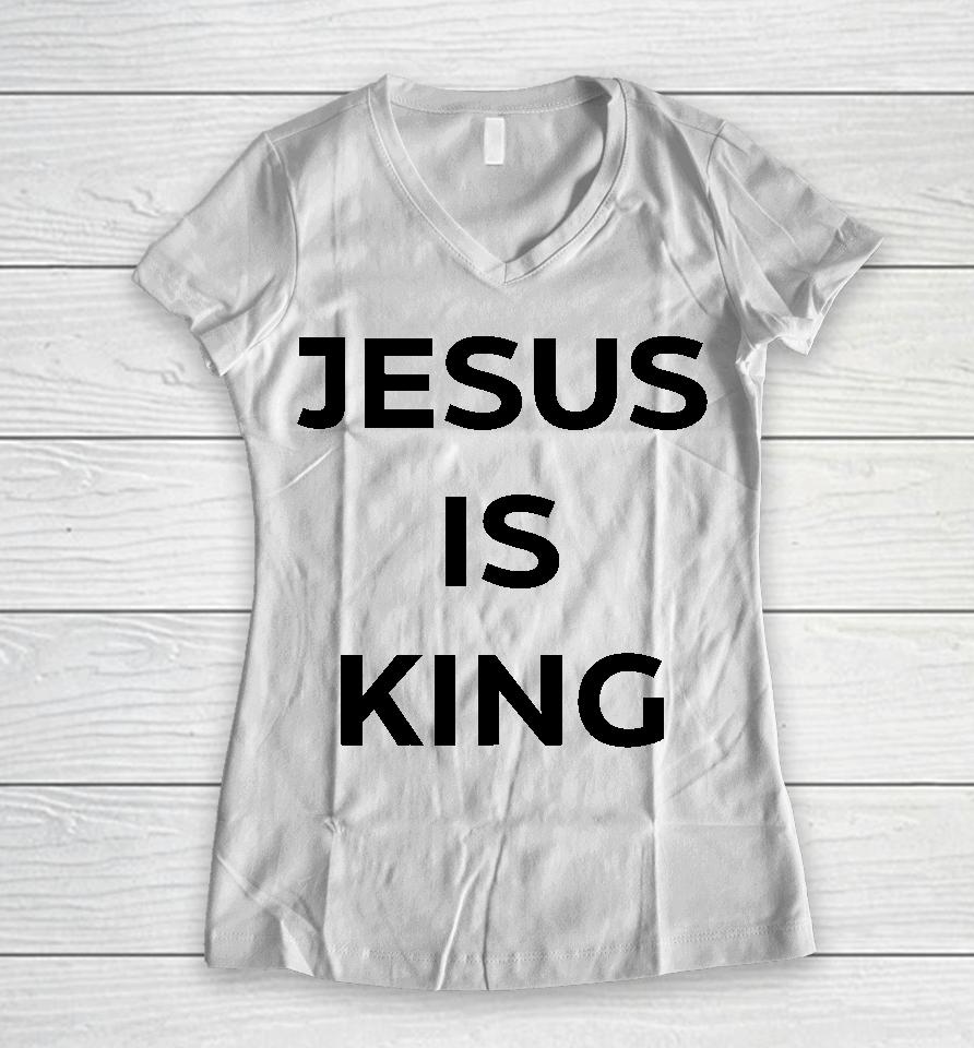Royce White Jesus Is King Godspeed Women V-Neck T-Shirt