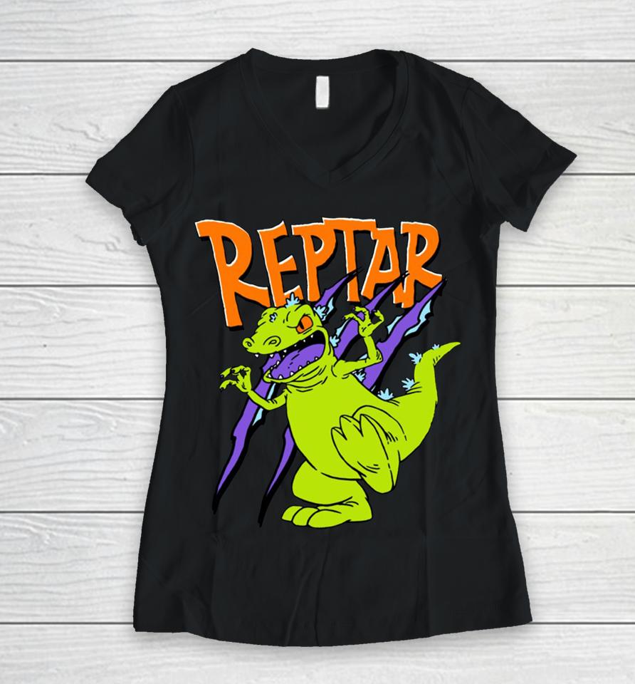 Rugrats Reptar Logo Women V-Neck T-Shirt