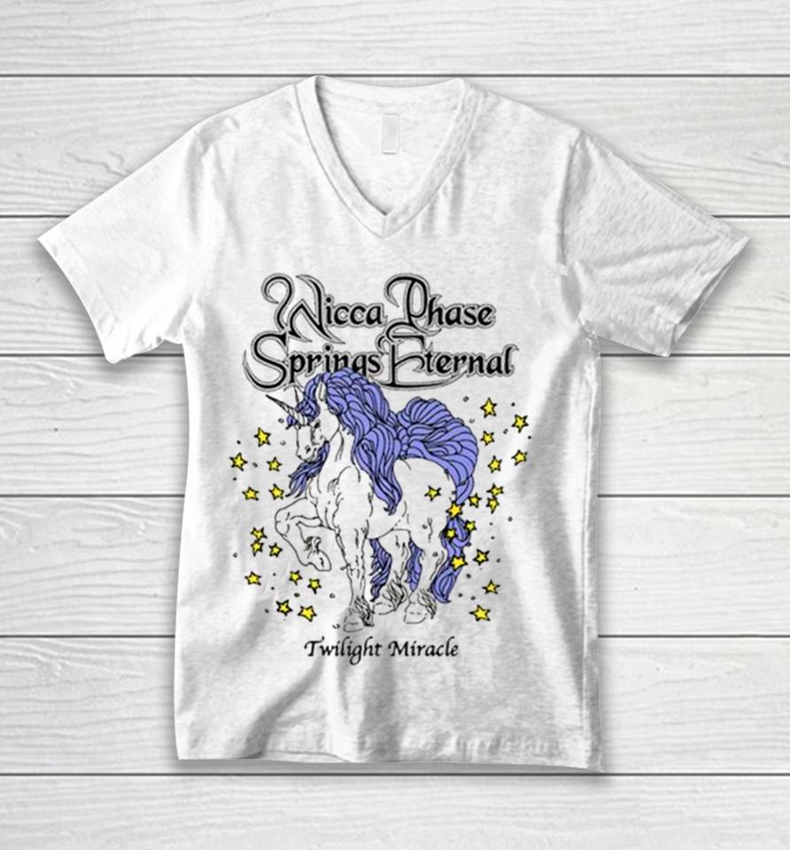 Run For Cover Records Merch Store Wicca Phase Springs Eternal Twilight Miracle Unicorn Unisex V-Neck T-Shirt