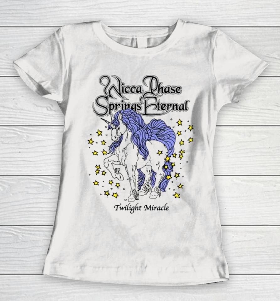 Run For Cover Records Merch Store Wicca Phase Springs Eternal Twilight Miracle Unicorn Women T-Shirt