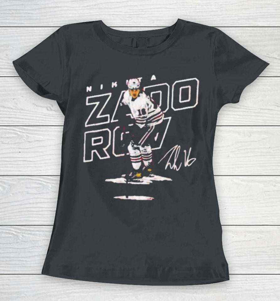 Russian Professional Ice Hockey Defenceman For The Vancouver Canucks Signature Nikita Zadorov Women T-Shirt