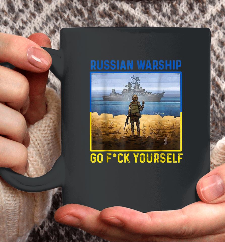 Russian Warship Go F Yourself Vintage Ukraine Postage Stamp Coffee Mug