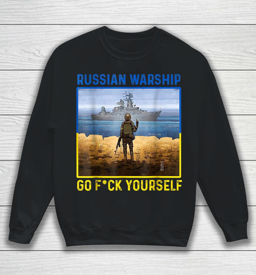 Russian Warship Go F Yourself Vintage Ukraine Postage Stamp Sweatshirt