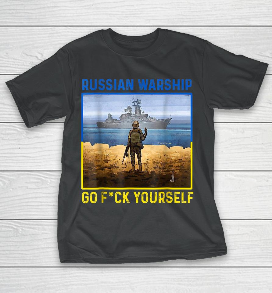 Russian Warship Go F Yourself Vintage Ukraine Postage Stamp T-Shirt
