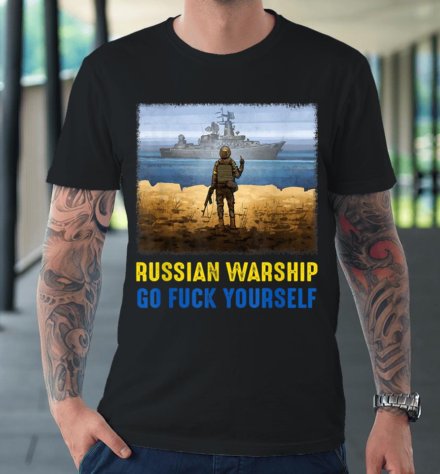 Russian Warship Go Fuck Yourself Postage Stamp Ukraine Premium T-Shirt