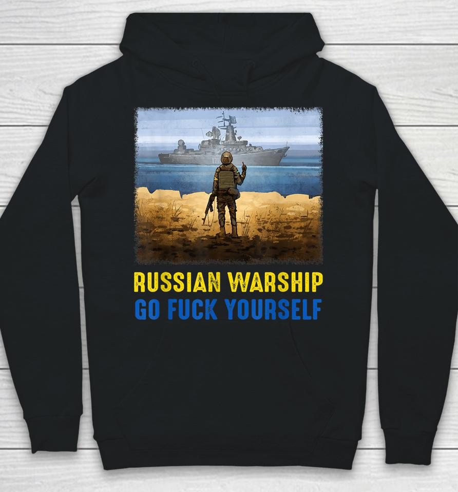 Russian Warship Go Fuck Yourself Postage Stamp Ukraine Hoodie