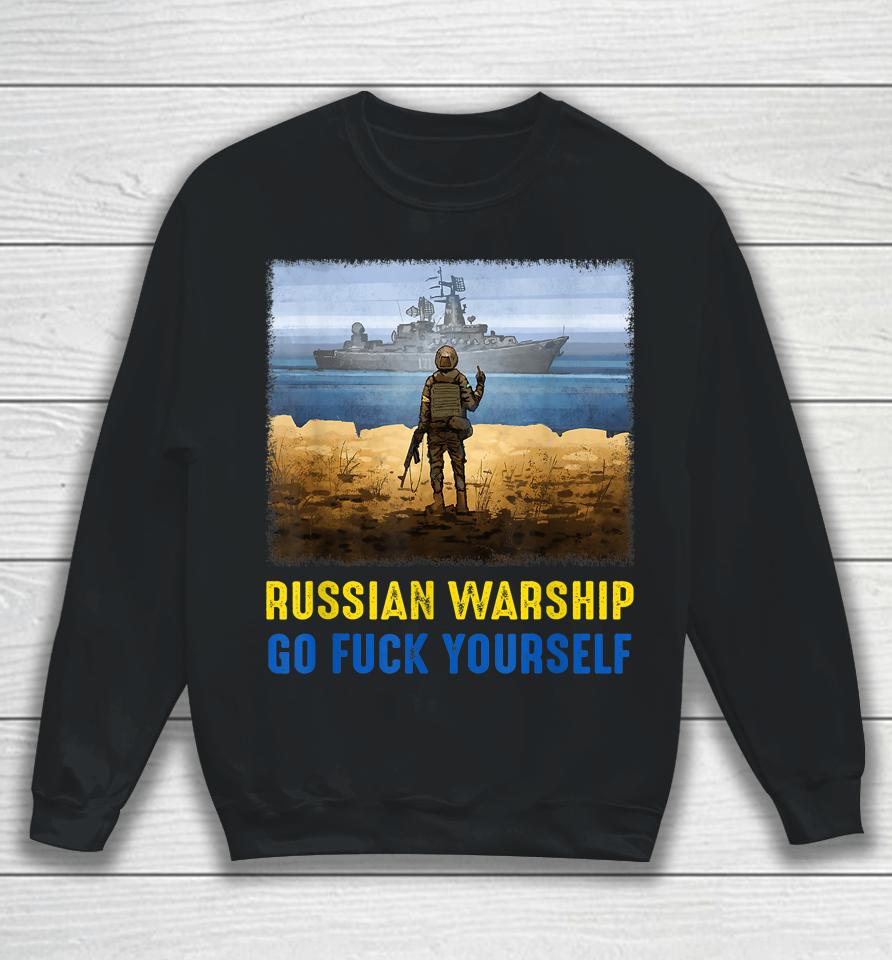 Russian Warship Go Fuck Yourself Postage Stamp Ukraine Sweatshirt
