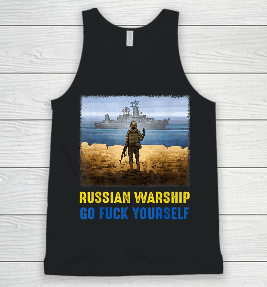 Russian Warship Go Fuck Yourself Postage Stamp Ukraine Unisex Tank Top