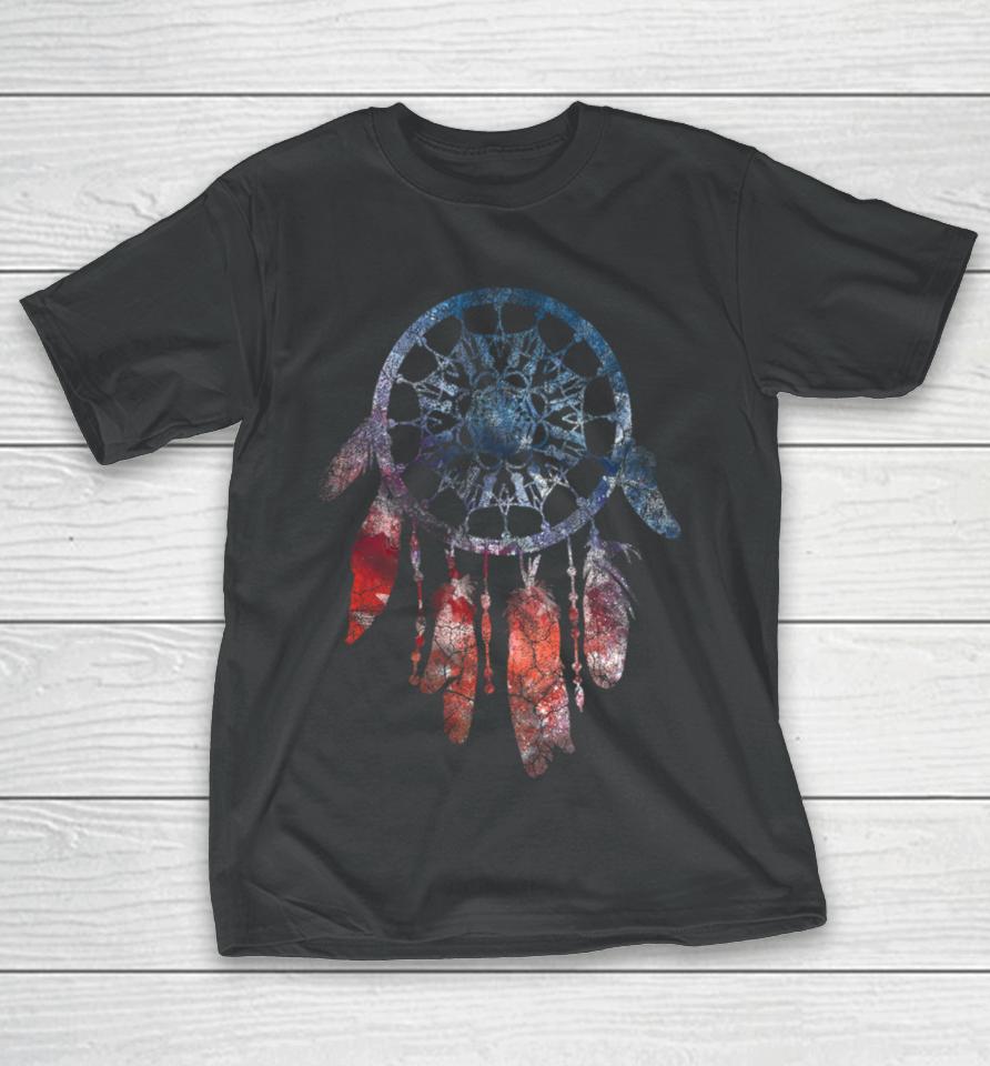 Rustic Dream Catcher Tie Dye Watercolor Red White Blue T-Shirt