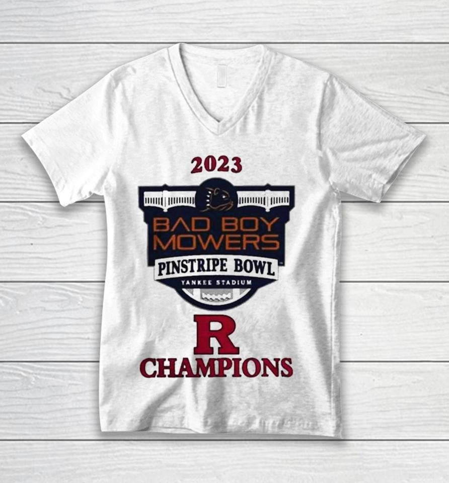 Rutgers Scarlet Knights Champions 2023 Pinstripe Bowl Unisex V-Neck T-Shirt