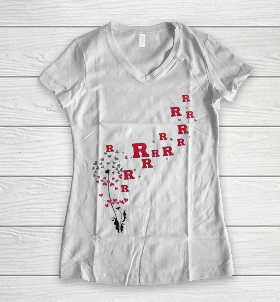 Rutgers Scarlet Knights Dandelion Flower 2023 Women V-Neck T-Shirt