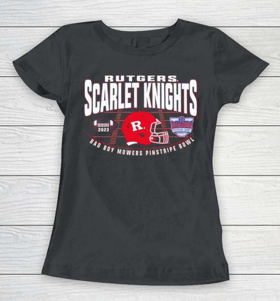 Rutgers Scarlet Knights Football 2023 Bad Boy Mowers Pinstripe Bowl Champions Women T-Shirt