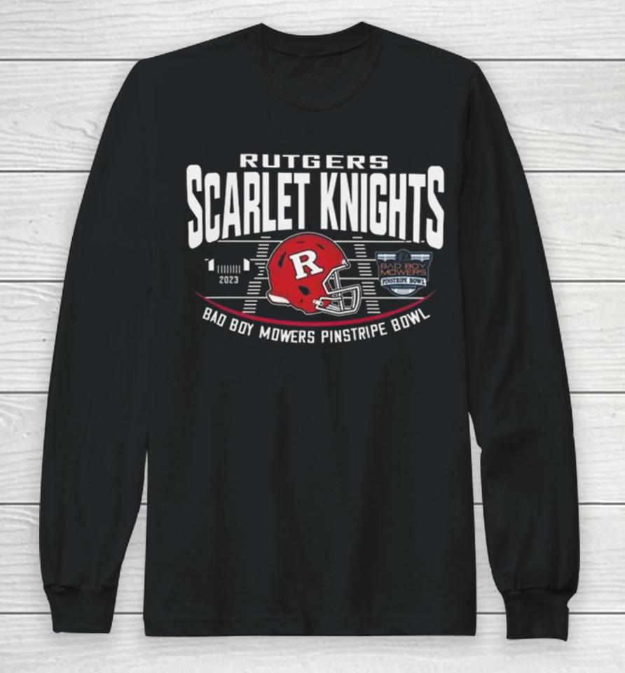 Rutgers Scarlet Knights Red 2023 Bad Boy Mowers Pinstripe Bowl Helmet Long Sleeve T-Shirt