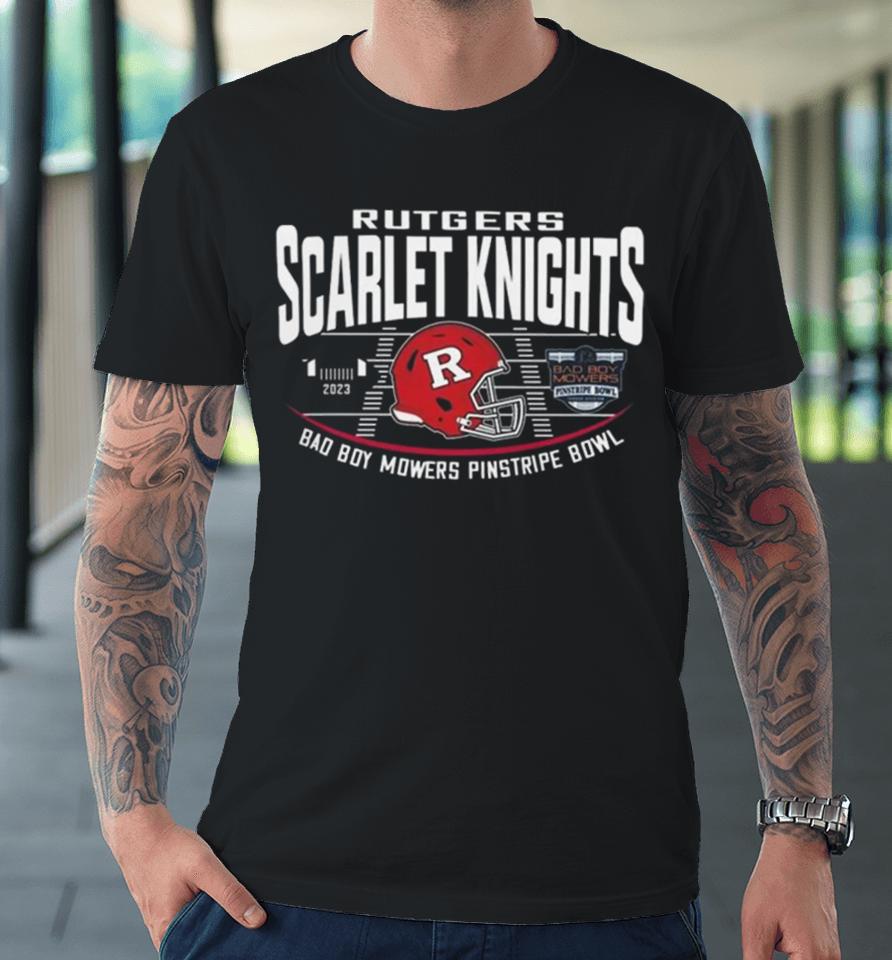 Rutgers Scarlet Knights Red 2023 Bad Boy Mowers Pinstripe Bowl Helmet Premium T-Shirt