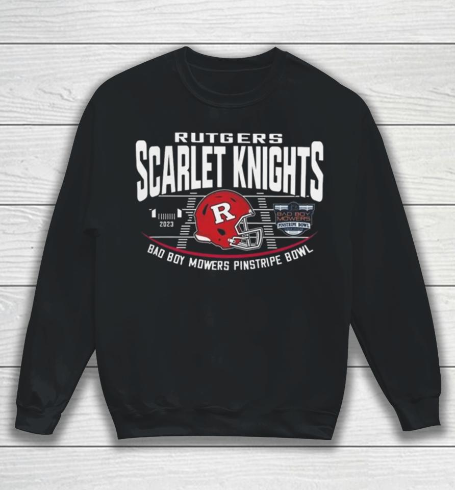 Rutgers Scarlet Knights Red 2023 Bad Boy Mowers Pinstripe Bowl Helmet Sweatshirt