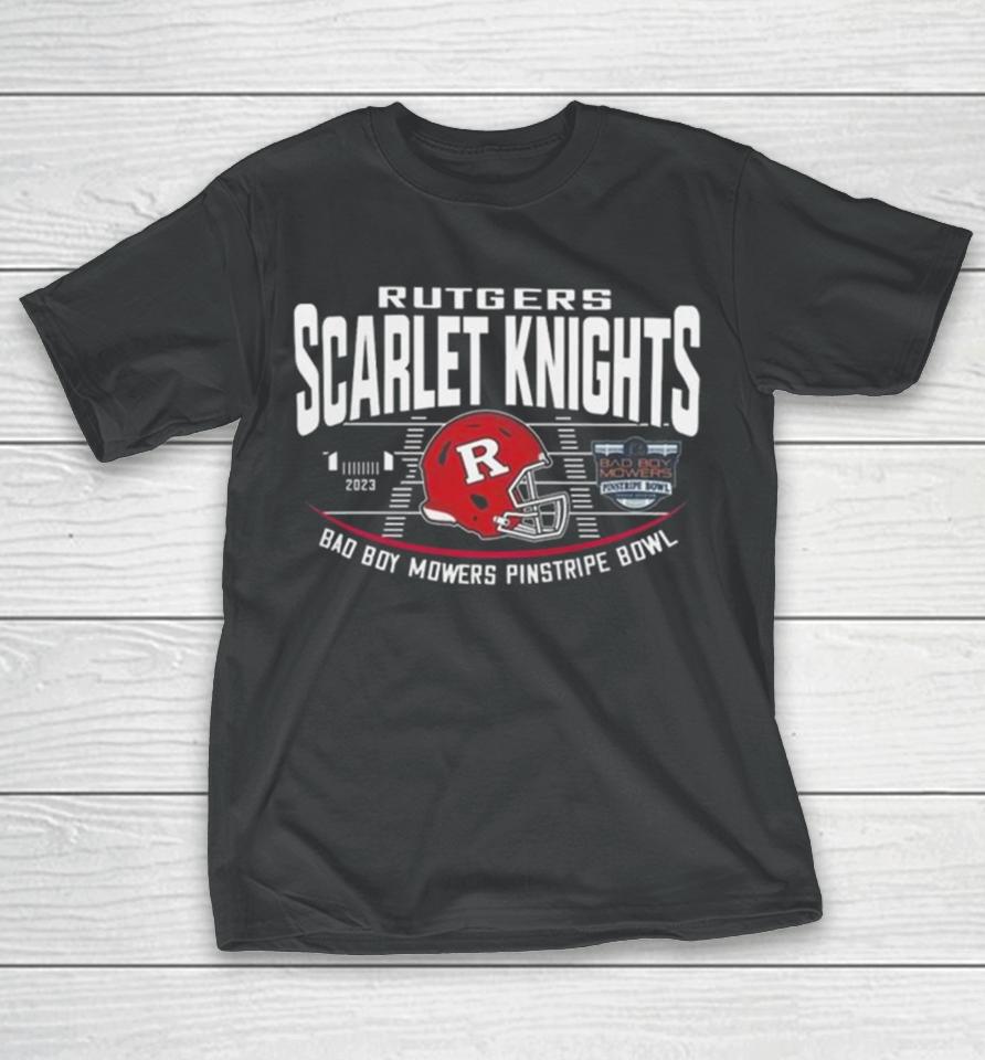 Rutgers Scarlet Knights Red 2023 Bad Boy Mowers Pinstripe Bowl Helmet T-Shirt
