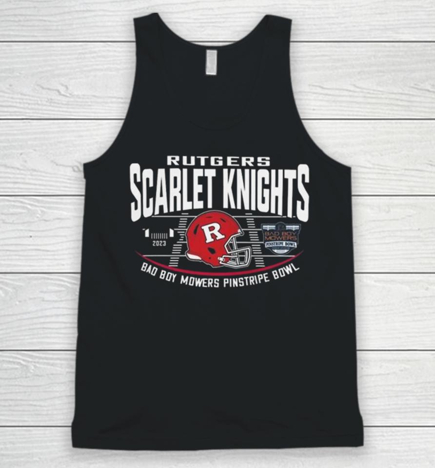 Rutgers Scarlet Knights Red 2023 Bad Boy Mowers Pinstripe Bowl Helmet Unisex Tank Top