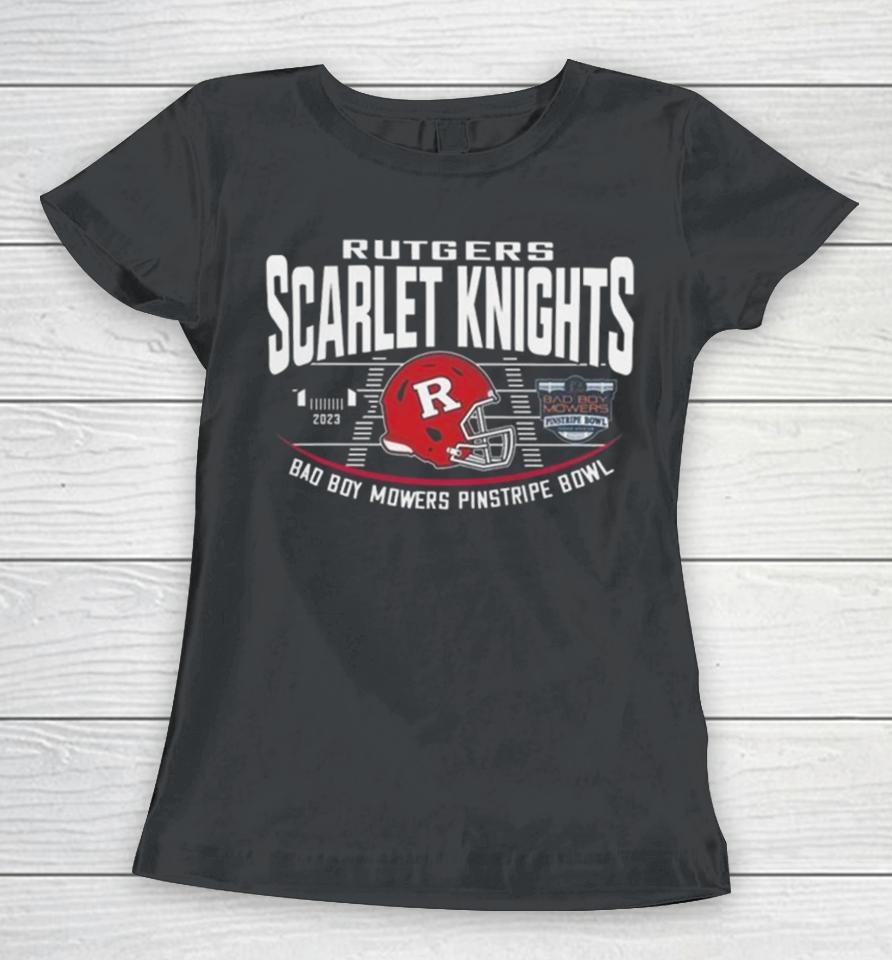 Rutgers Scarlet Knights Red 2023 Bad Boy Mowers Pinstripe Bowl Helmet Women T-Shirt