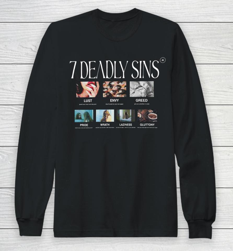 Ryan Clark Wearing 7 Deadly Sins Lust Envy Greed Pride Wrath Laziness Gluttony Long Sleeve T-Shirt