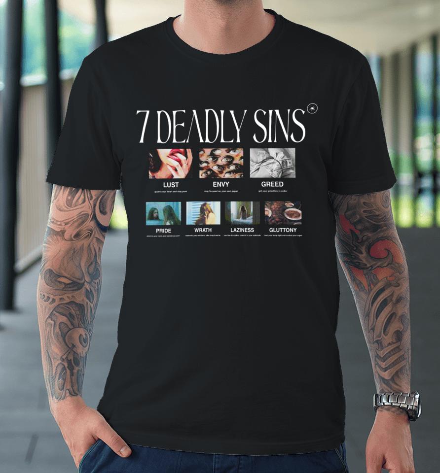 Ryan Clark Wearing 7 Deadly Sins Lust Envy Greed Pride Wrath Laziness Gluttony Premium T-Shirt