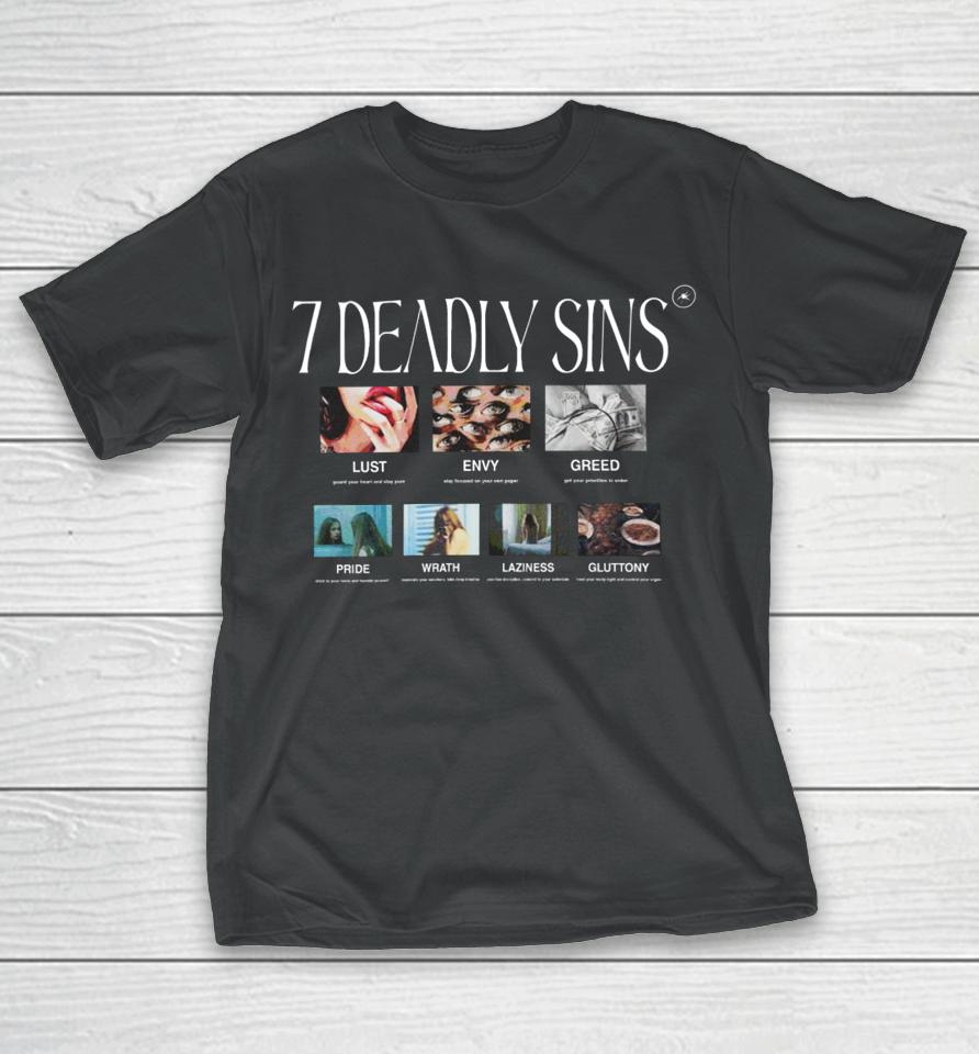 Ryan Clark Wearing 7 Deadly Sins Lust Envy Greed Pride Wrath Laziness Gluttony T-Shirt
