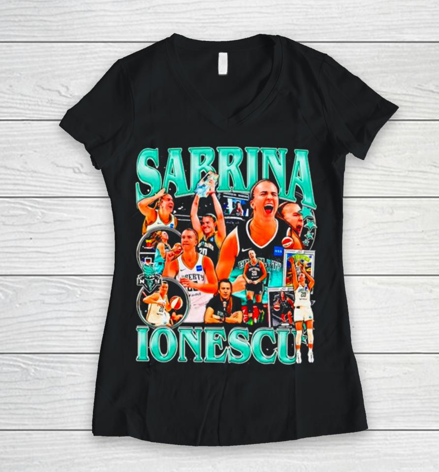 Sabrina Ionescu Wnba New York Liberty Women V-Neck T-Shirt