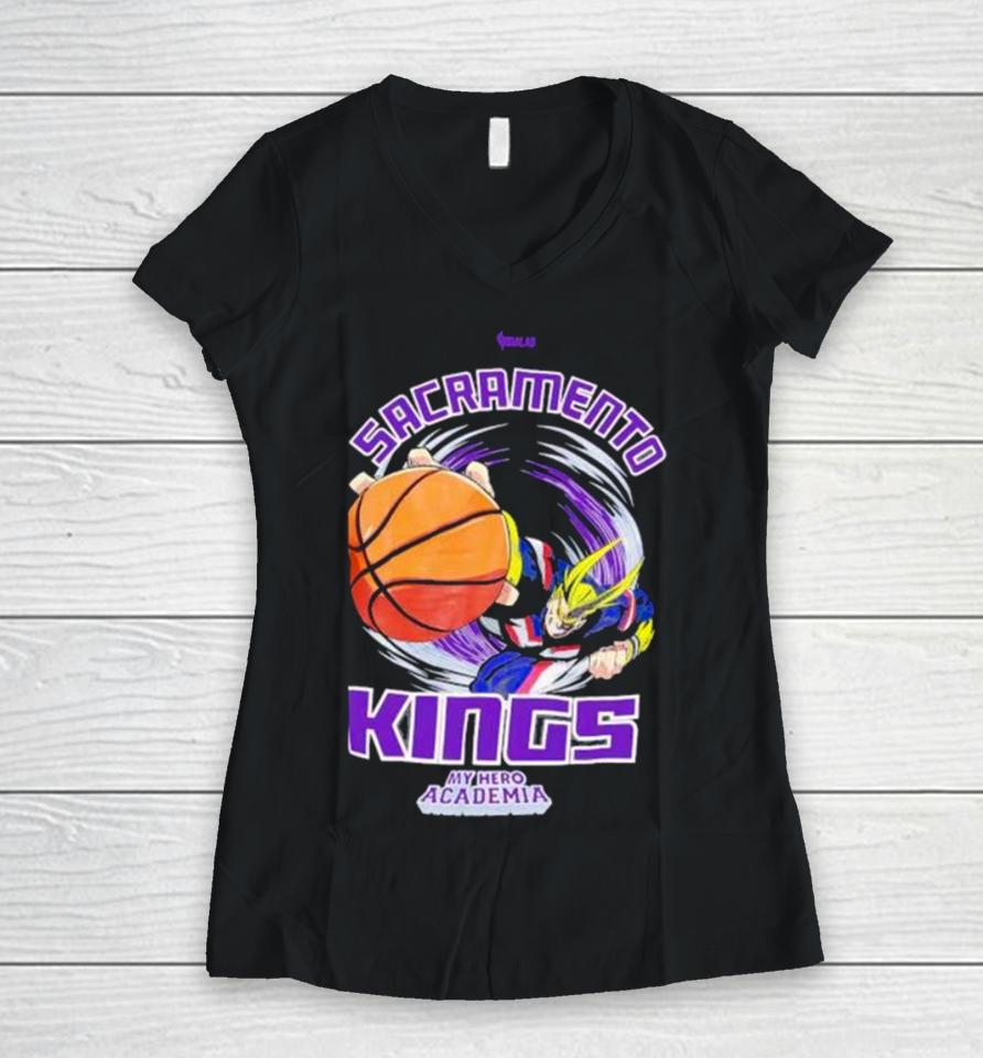 Sacramento Kings Hyperfly Unisex Nba X My Hero Academia All Might Smash Women V-Neck T-Shirt