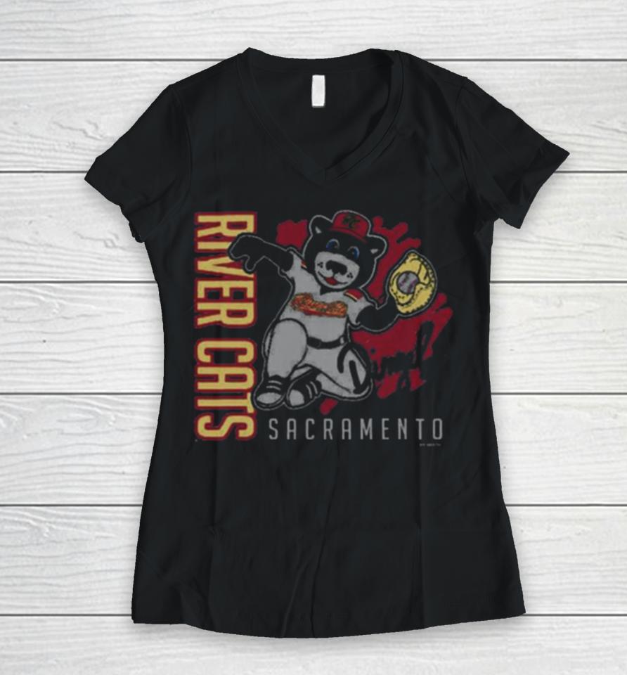 Sacramento River Cats Women V-Neck T-Shirt
