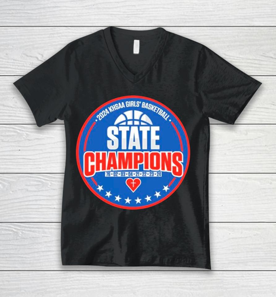 Sacred Heart Basketball 2024 Khsaa Girls’ Basketball State Champions Unisex V-Neck T-Shirt