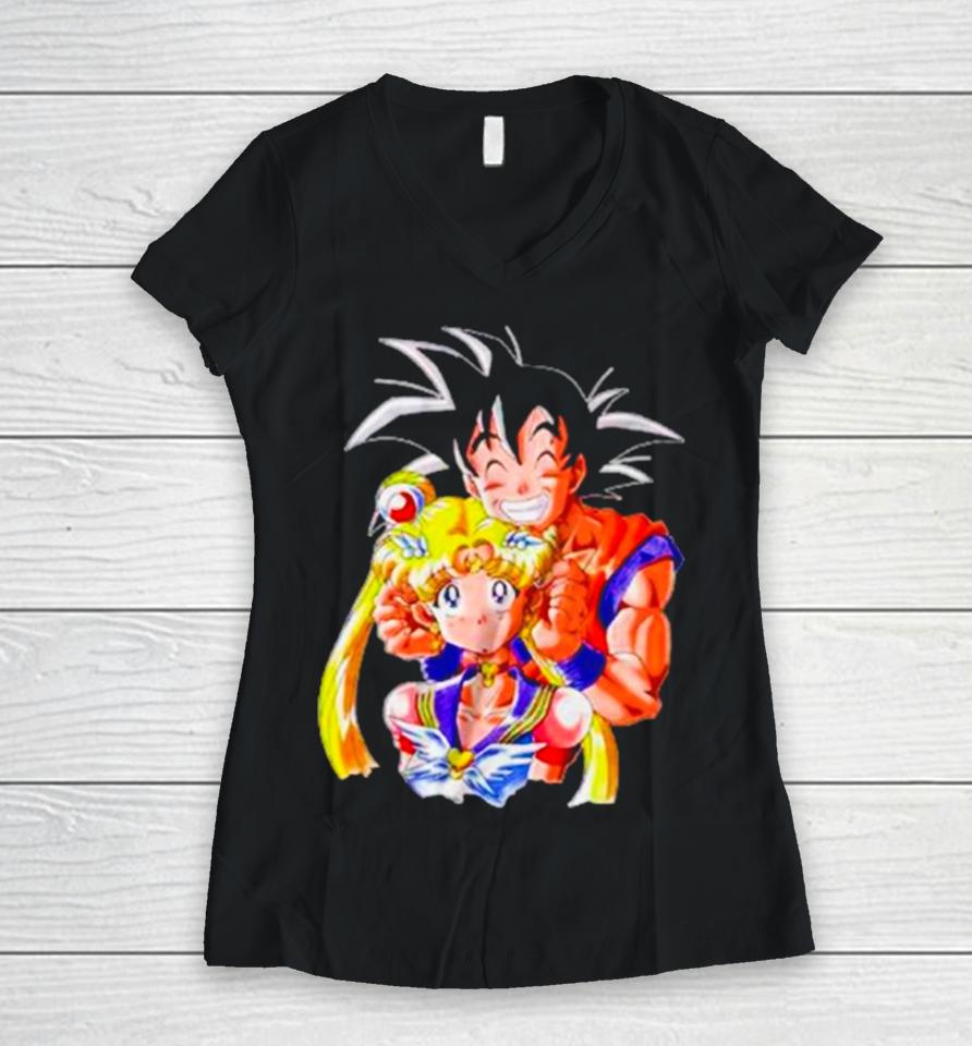 Sailor Moon X Goku Women V-Neck T-Shirt