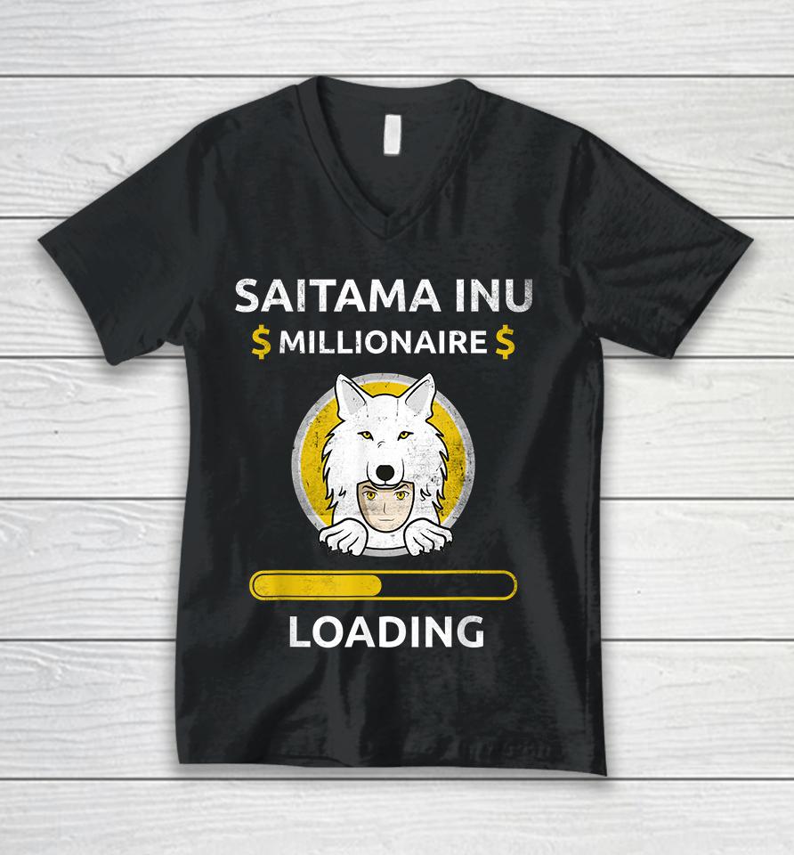 Saitama Inu Token The Millionaire Loading Token Coin Crypto Unisex V-Neck T-Shirt