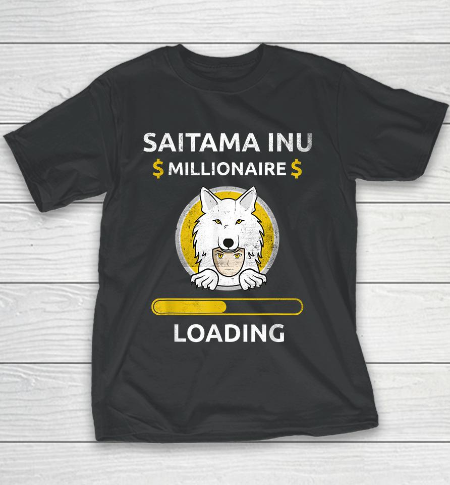 Saitama Inu Token The Millionaire Loading Token Coin Crypto Youth T-Shirt