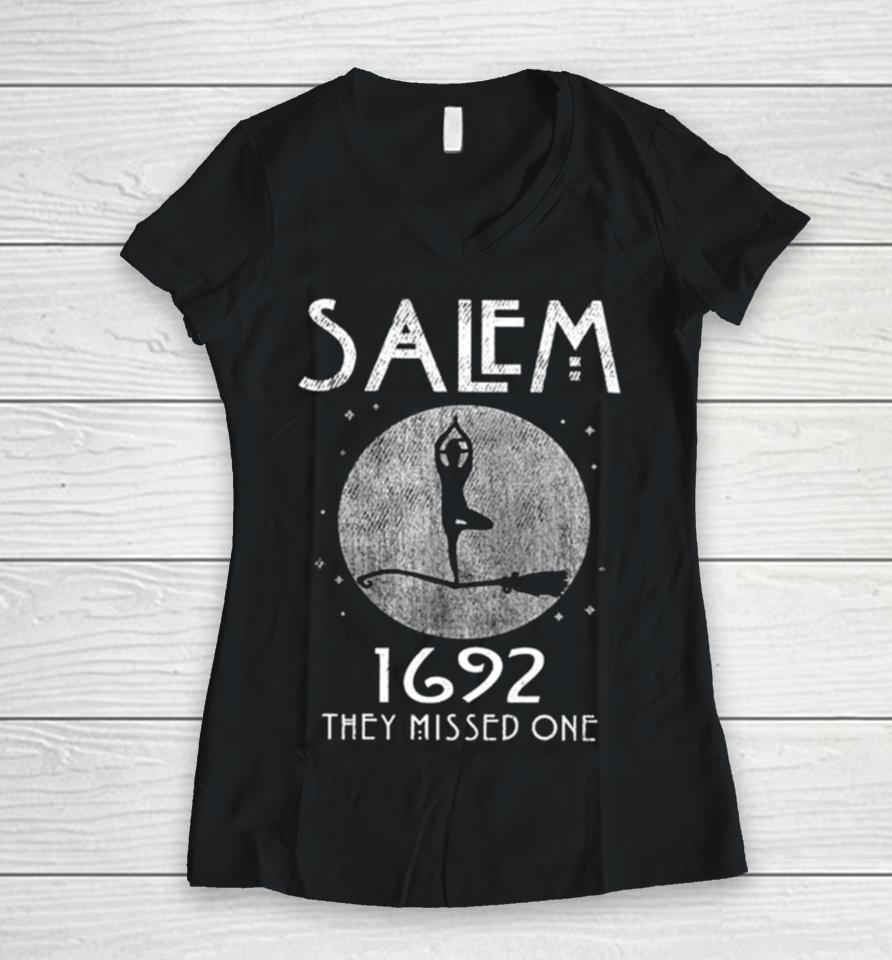 Salem 1692 They Missed One Halloween Women V-Neck T-Shirt