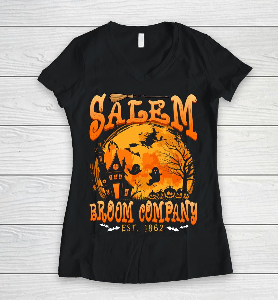 Salem Broom Company Est 1692 Salem They Missed One Witch Women V-Neck T-Shirt