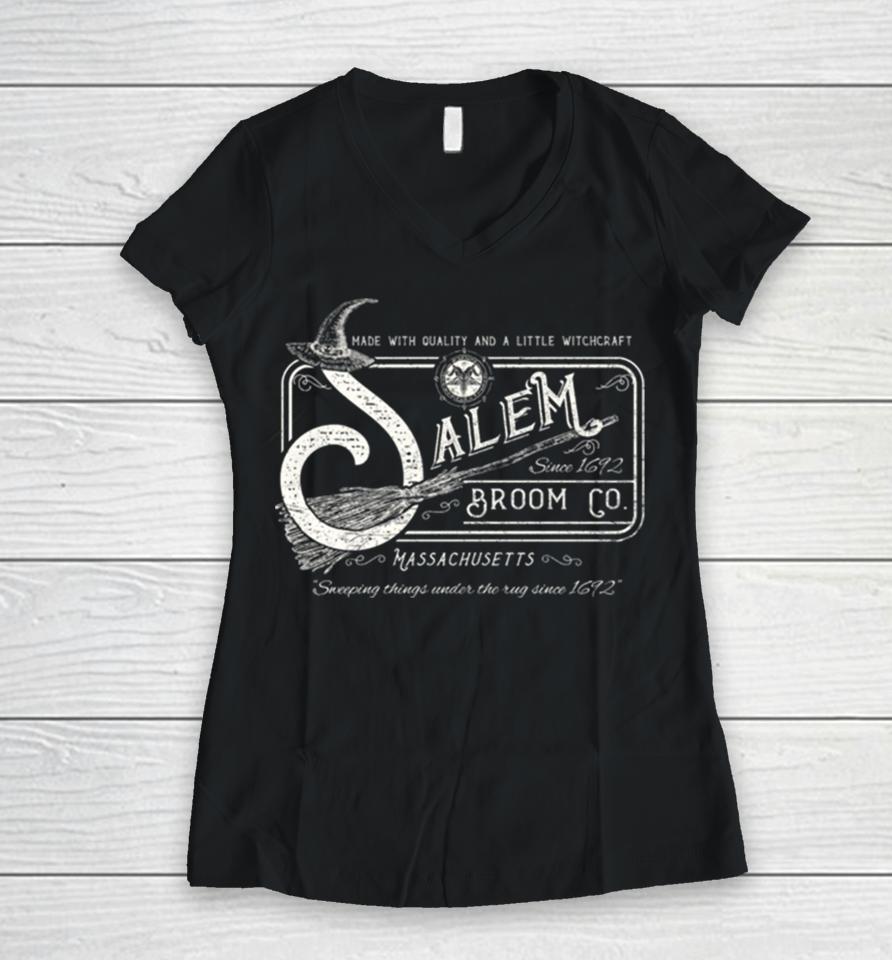 Salem Broom Company Halloween Women V-Neck T-Shirt