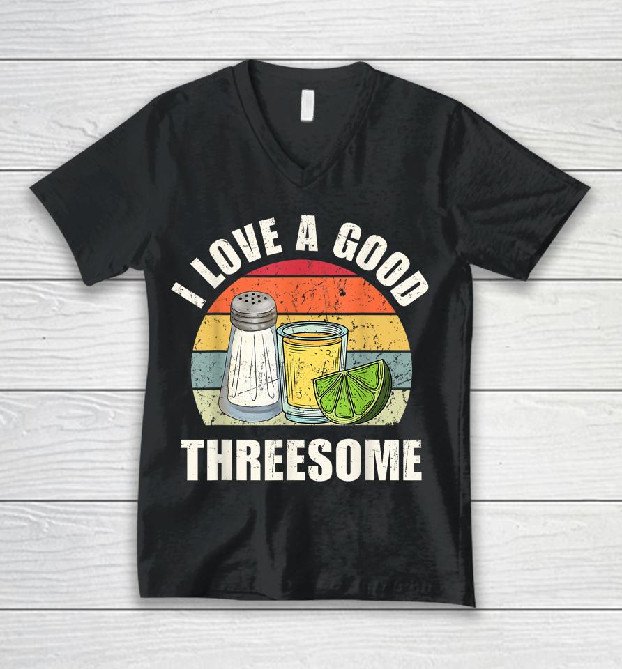 Salt Tequila Lime Love A Good Threesome Humor Bartender Unisex V-Neck T-Shirt