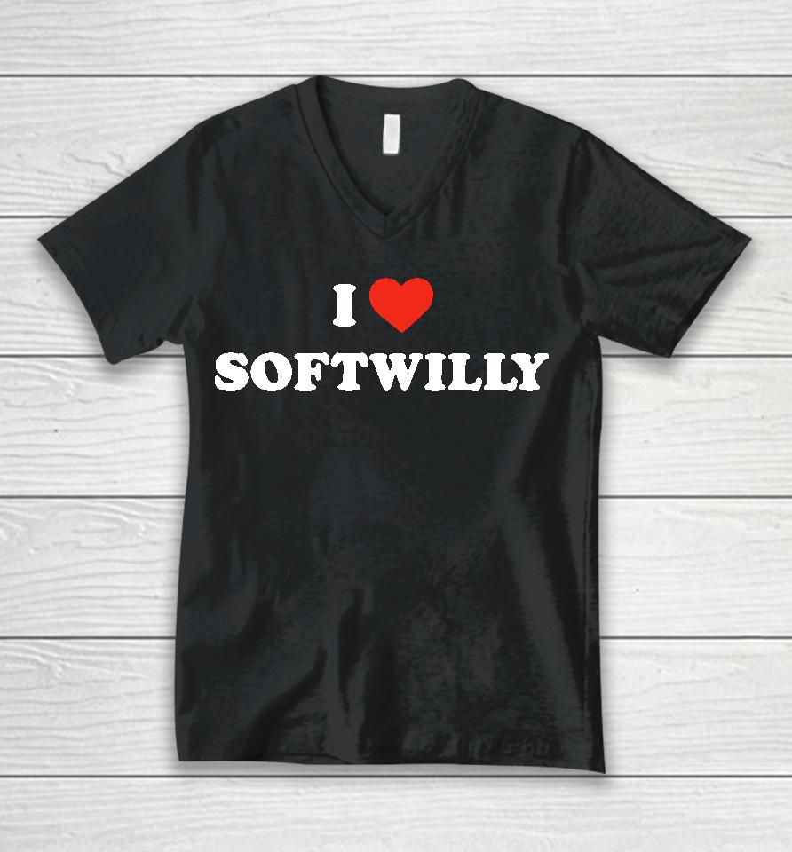 Saltiestlilbee I Love Softwilly Unisex V-Neck T-Shirt