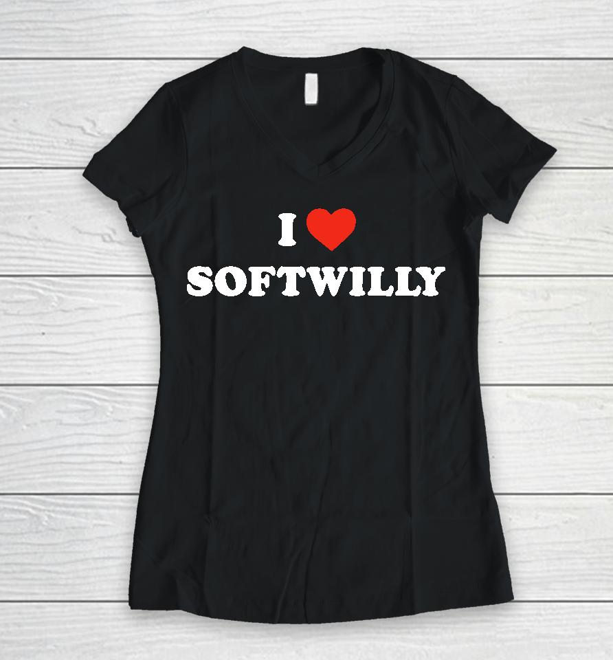 Saltiestlilbee I Love Softwilly Women V-Neck T-Shirt