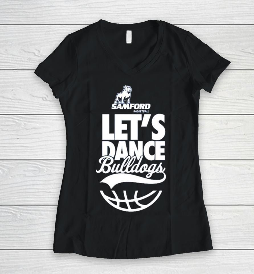 Samford Bulldogs Basketball Let’s Dance Bulldogs Women V-Neck T-Shirt
