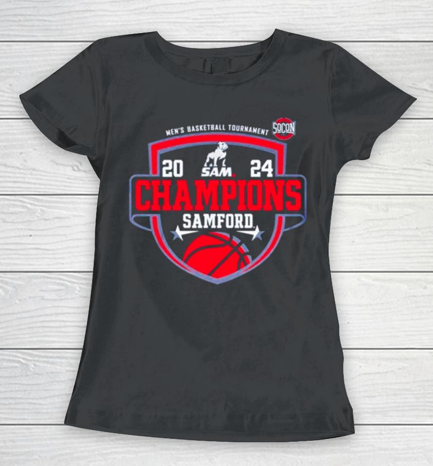 Samford University Men’s Basketball 2024 Socon Tournament Champions Women T-Shirt