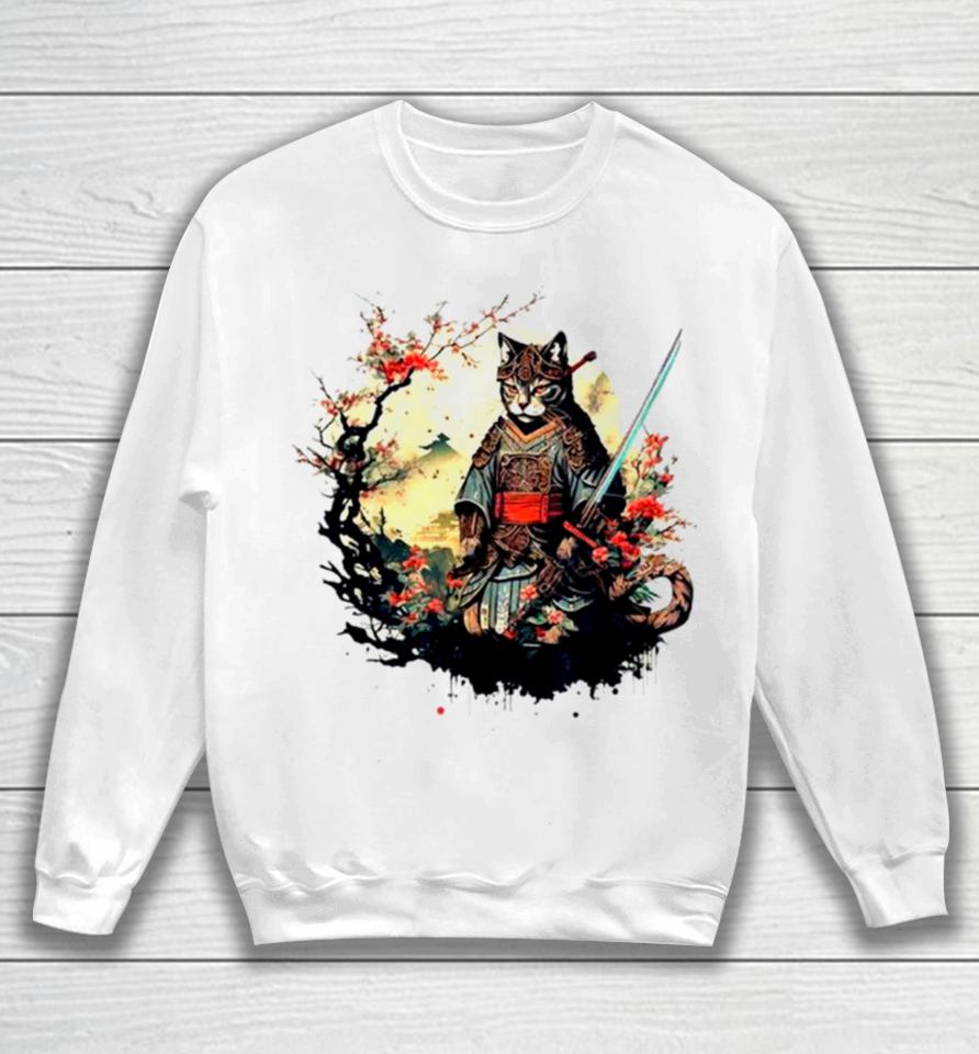 Samurai Cat Japanese Ninja Kitty Art Sweatshirt