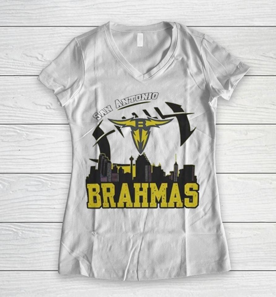 San Antonio Brahmas City Logo 2024 Women V-Neck T-Shirt
