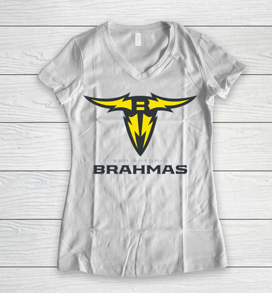 San Antonio Brahmas Logo Women V-Neck T-Shirt