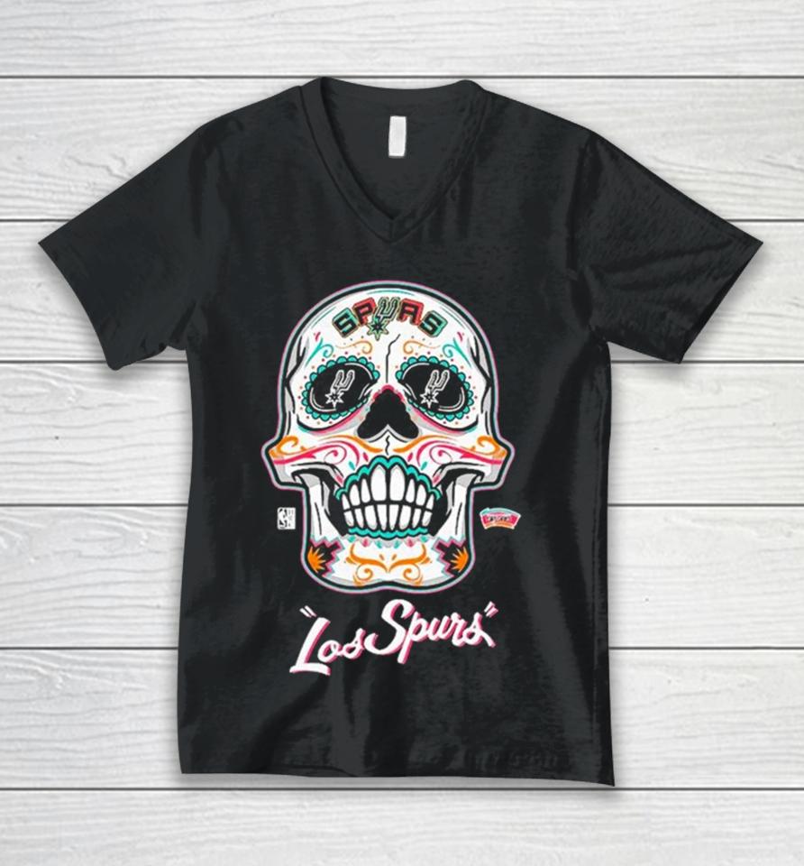 San Antonio Spurs Mitchell And Ness Sugar Skull Hometown Sweatshirts Unisex V-Neck T-Shirt